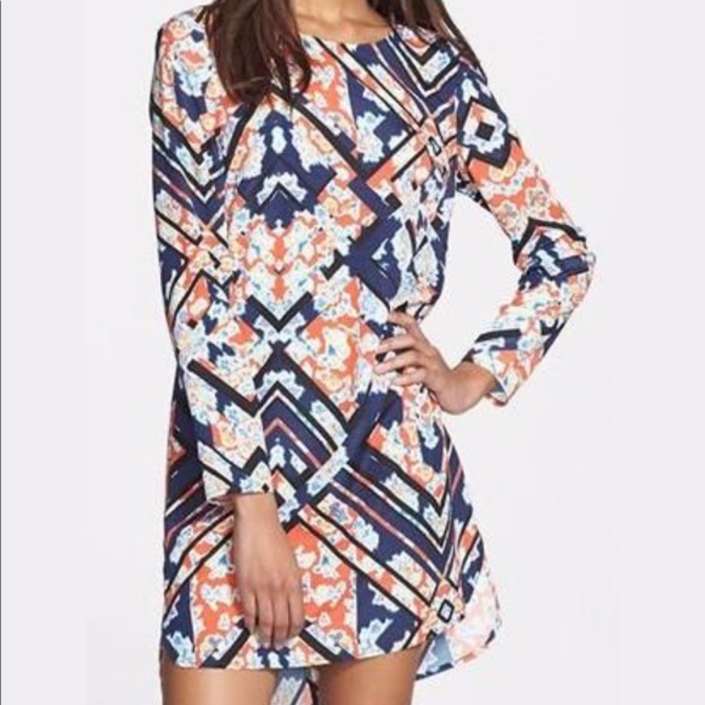 WAYF Geometric Floral long sleeve dress